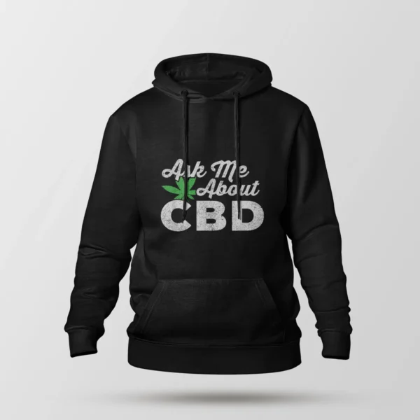 هودی طرح برگ ماریجوانا تکست CBD (Ask Me About CBD)