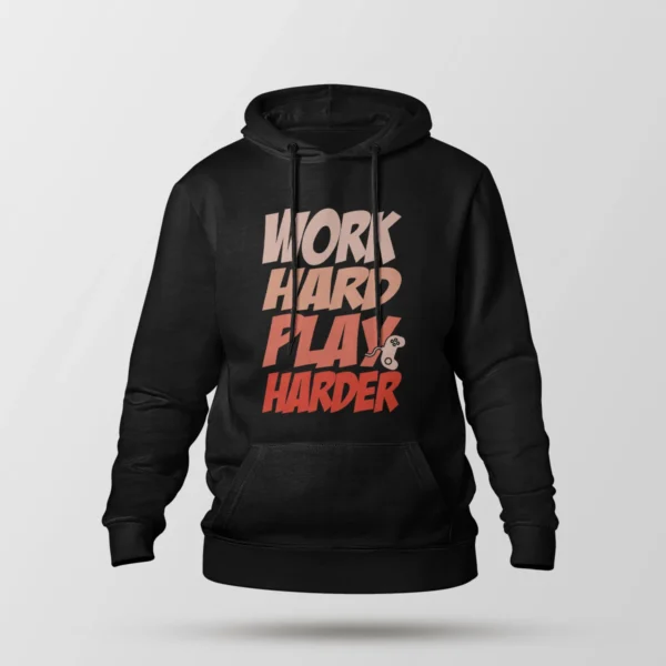 هودی گیمینگ طرح Work Hard Play Harder