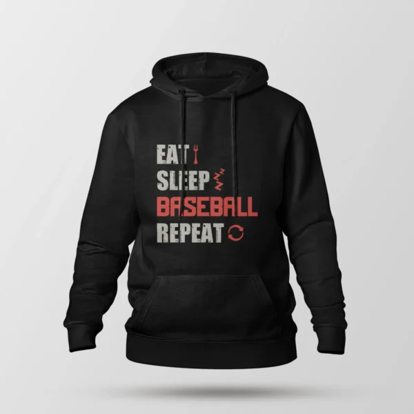 هودی بیسبال طرح Eat Sleep Baseball Repeat