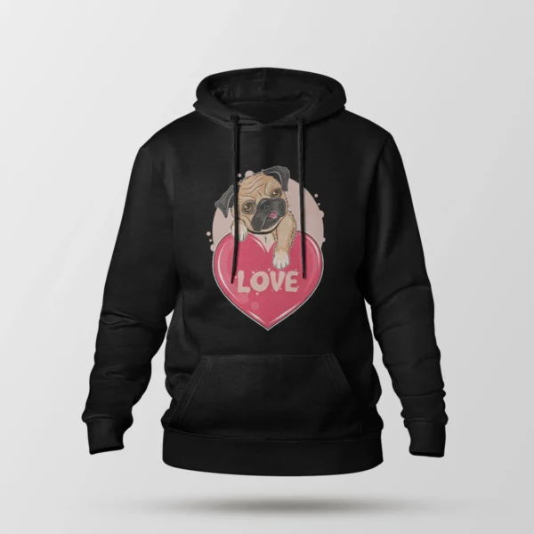 هودی سگ پاگ طرح قلب Love