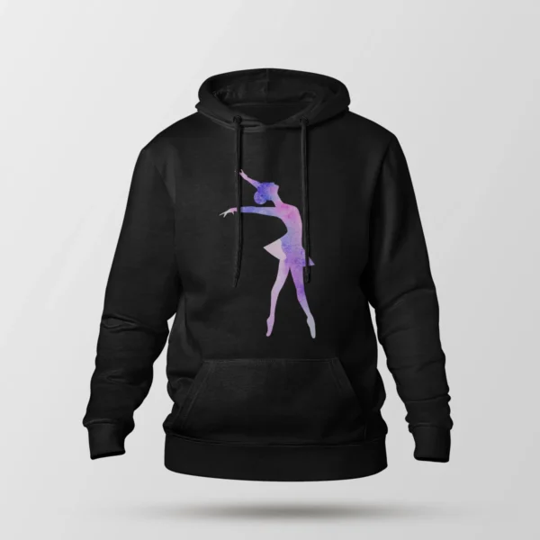 هودی طرح رقصنده باله آبرنگی رنگارنگ فانتزی