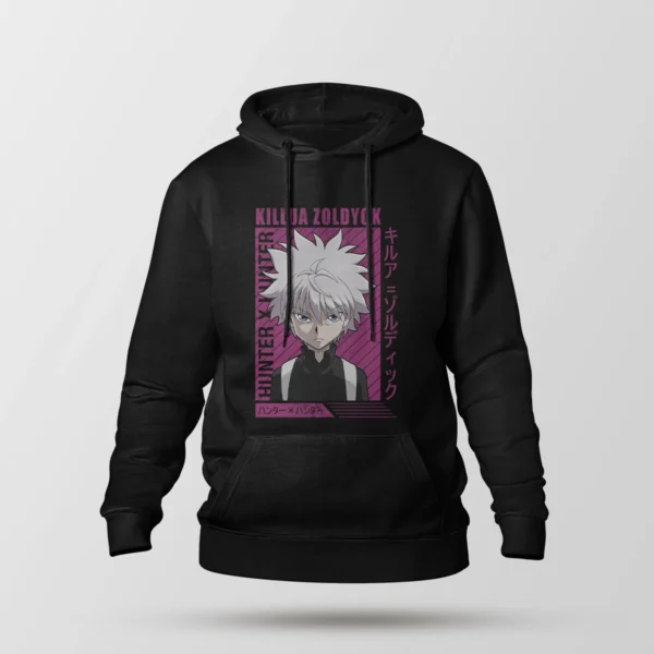 هودی انیمه هانتر ایکس هانتر طرح کیلوا صورتی (Killua)