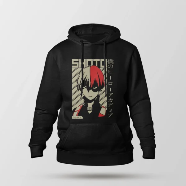 هودی انیمه My Hero Academia طرح شوتو سیاه و سفید