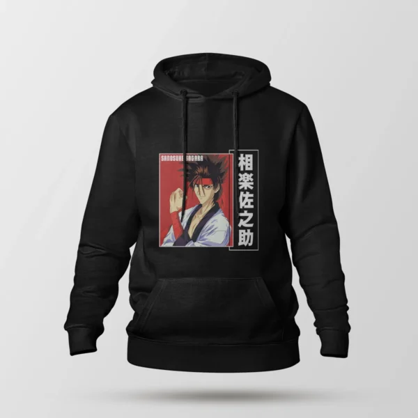 هودی انیمه کنشین طرح سانوسوکه سیاه و سفید (Sanosuke)