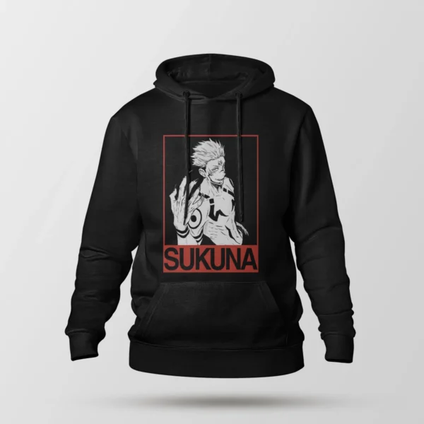 هودی انیمه جوجوتسو کایسن طرح دست‌های سوکونا سیاه و سفید (Sukuna)