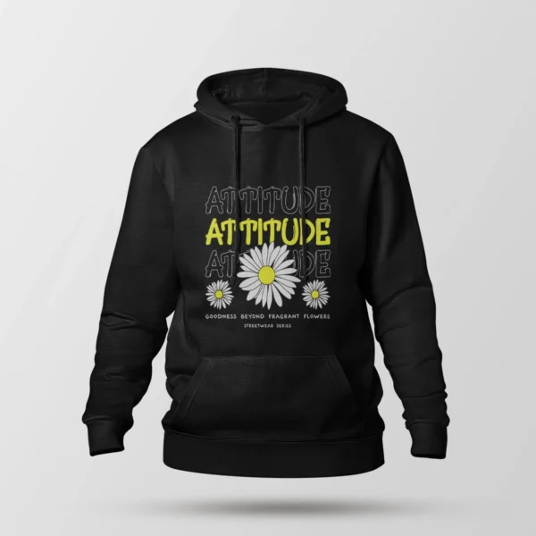 هودی تایپوگرافی Attitude با گل بابونه