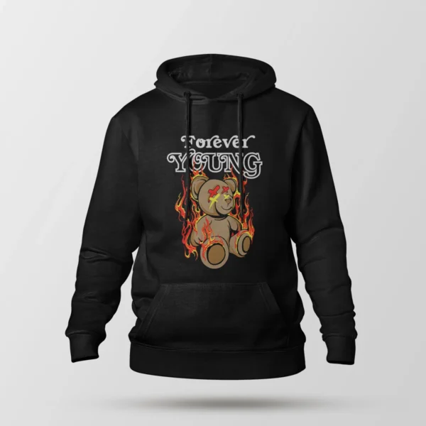 هودی طرح خرس عروسکی با شعله Forever Young