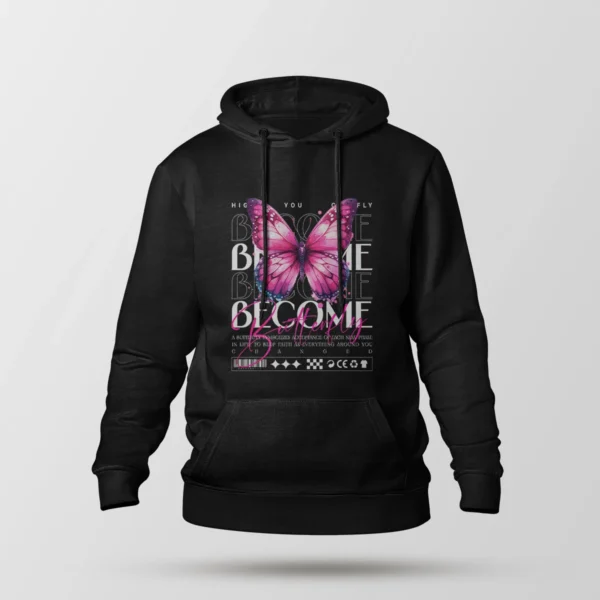 هودی پروانه صورتی طرح Become