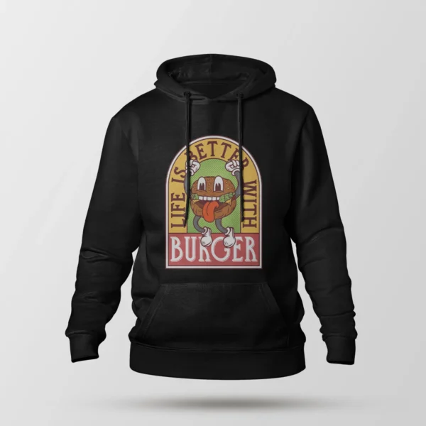 هودی برگر کارتونی طرح Life Is Better With Burger