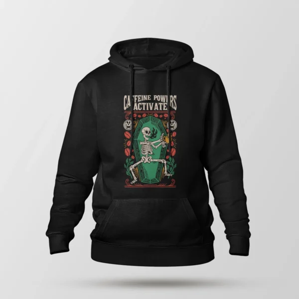 هودی جمجمه طرح Caffeine Powers Activate