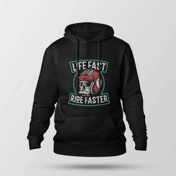 هودی موتورسیکلت طرح جمجمه Life Fast Ride Faster