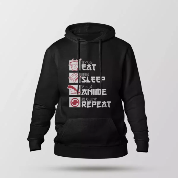 هودی انیمه نوشته Eat Sleep Anime Repeat