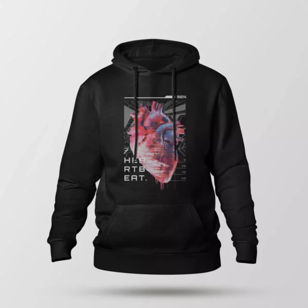 هودی قلب گلیچ طرح Heartbeat