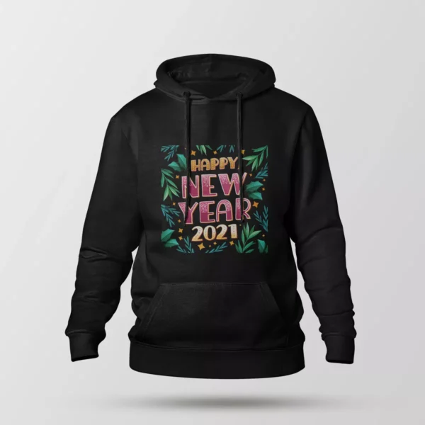 هودی سال نو طرح Happy New Year 2021 گلدار