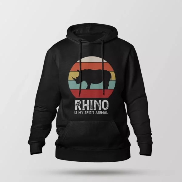 هودی کرگدن طرح رترو Rhino Is My Spirit Animal