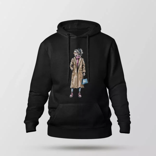 هودی دخترانه طرح پالتو (Trench Coat)