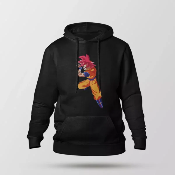 هودی انیمه دراگون بال طرح گوکو گاد قرمز (Goku God)
