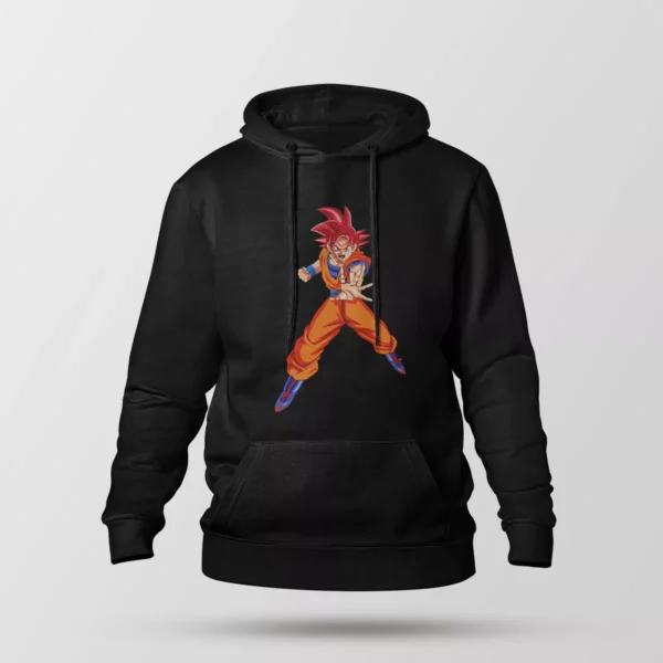 هودی انیمه دراگون بال طرح گوکو سوپر سایان گاد (Super Saiyan God)