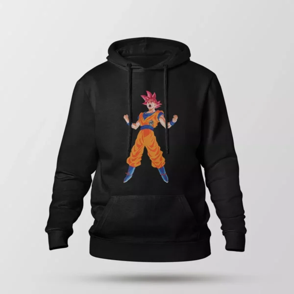 هودی انیمه دراگون بال طرح گوکو سوپر سایان گاد (Super Saiyan God)