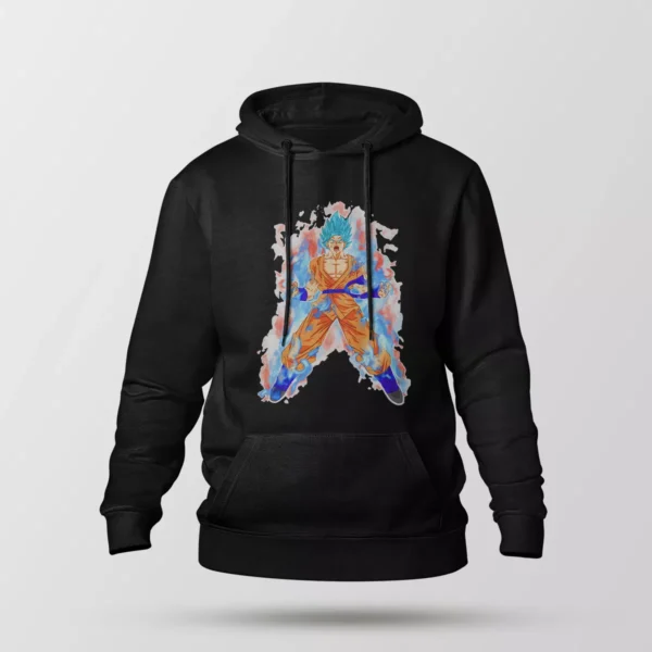 هودی انیمه دراگون بال طرح گوکو بلو انرژی (Blue Aura Goku)