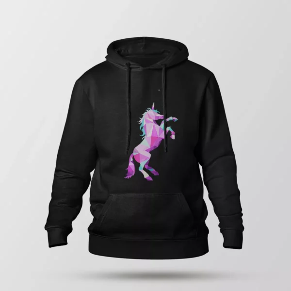 هودی اسب شاخدار طرح هندسی رنگی (Geometric Unicorn)
