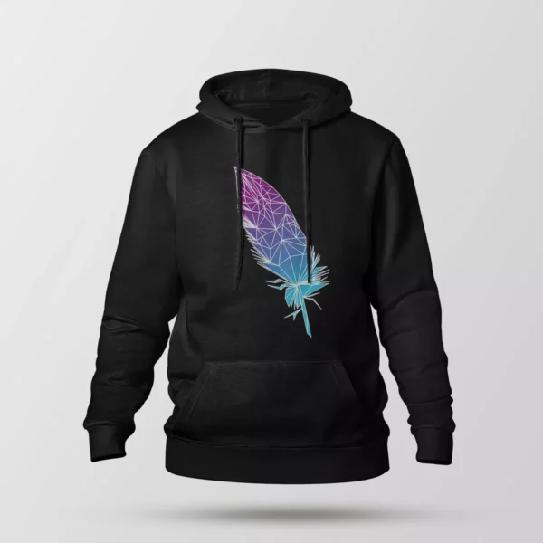 هودی پر طرح هندسی آبی (Geometric Feather)