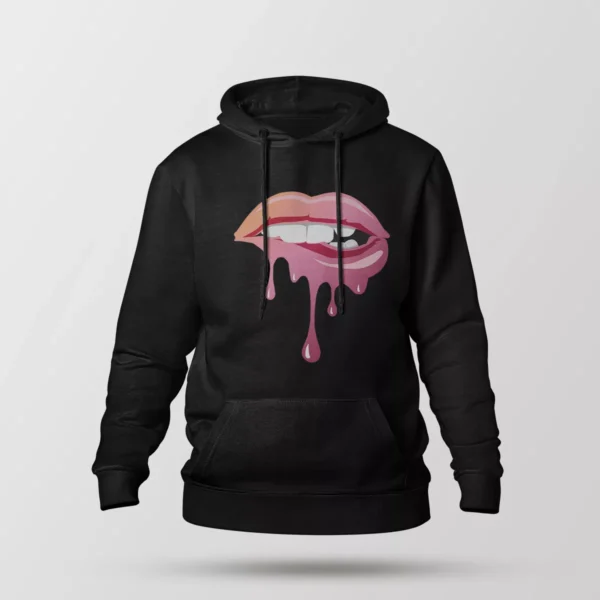 هودی لب طرح صورتی چکه‌دار (Dripping Lips)