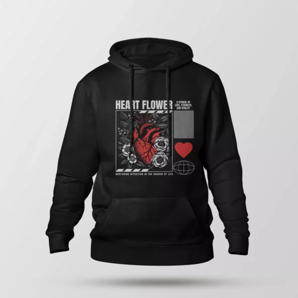 هودی قلب طرح Heart Flower