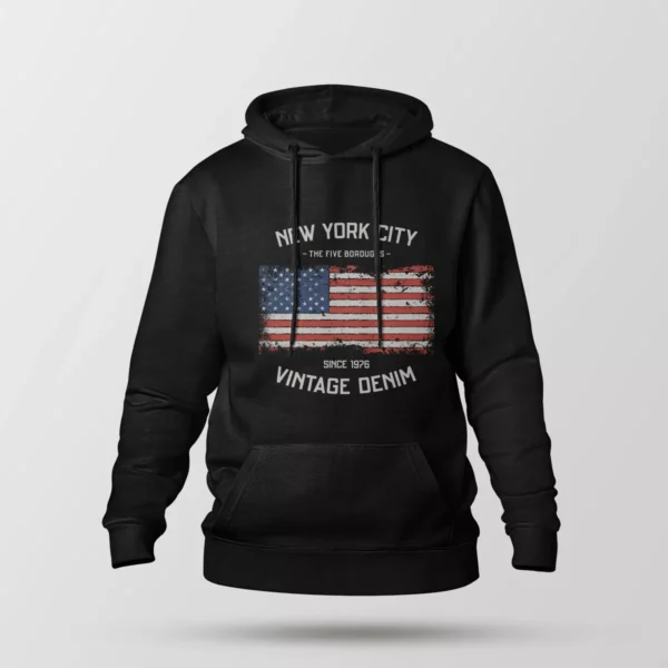 هودی پرچم طرح New York City Vintage Denim