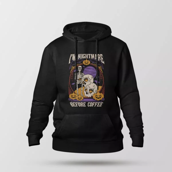 هودی هالووین طرح I'm Nightmare Before Coffee