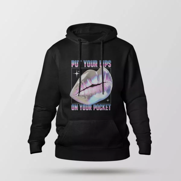 هودی لب نقره‌ای طرح Put Your Lips