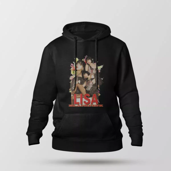 هودی بلک‌پینک طرح کلاژ فشن لیزا (Lisa)