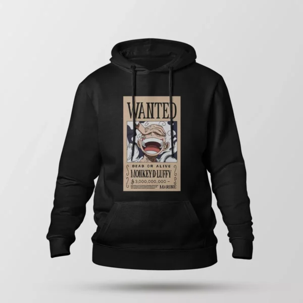 هودی انیمه وان پیس طرح پوستر لوفی (Wanted)