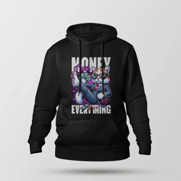 هودی گربه پولدار طرح Money Over Everything