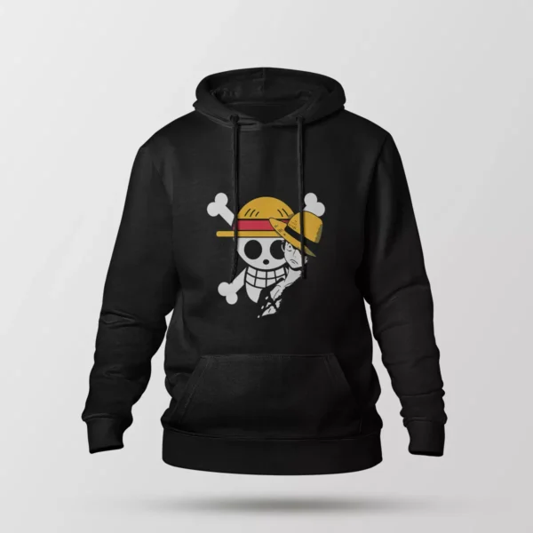 هودی انیمه وان پیس طرح جمجمه و کلاه لوفی (Luffy Skull)