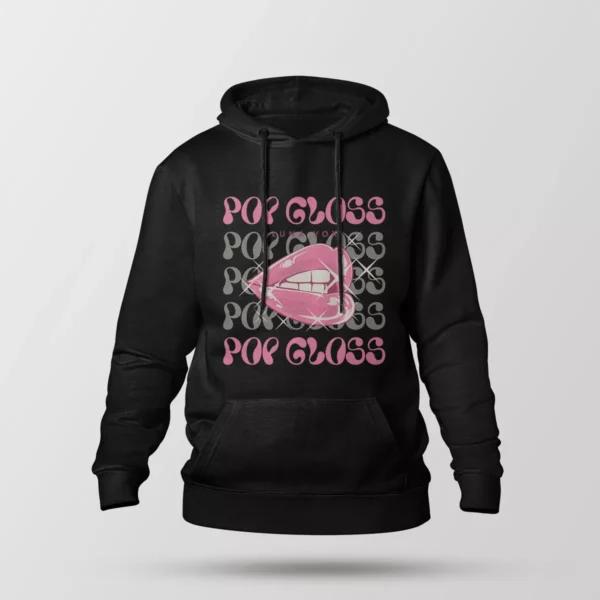 هودی لب صورتی طرح Pop Gloss