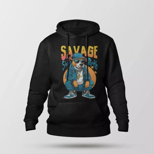 هودی سگ کارتونی طرح Savage Since Birth