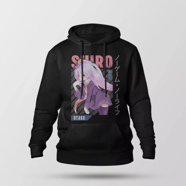 هودی انیمه No Game No Life طرح شیرو زانو زده (Shiro)