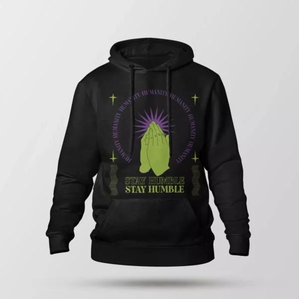 هودی انگیزشی طرح Stay Humble دست‌های دعا