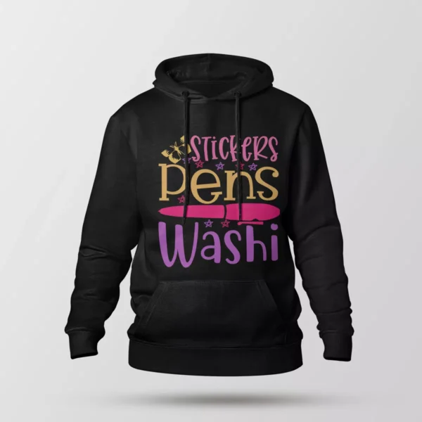 هودی طرح تایپوگرافی Stickers Pens Washi