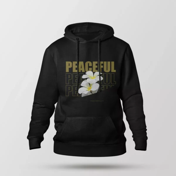 هودی گل سفید مینیمال طرح Peaceful