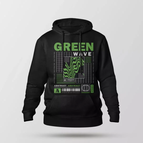 هودی آبستره طرح Green Wave