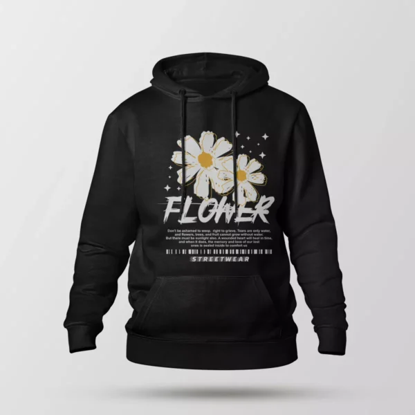هودی گل سفید طرح Flower Streetwear