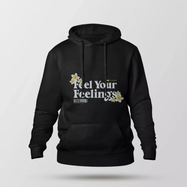 هودی گل سفید طرح Feel Your Feelings