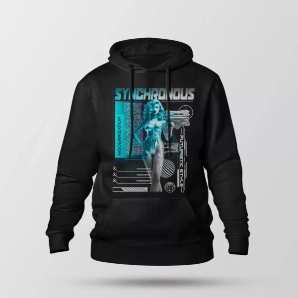 هودی سایبرپانک طرح زن رباتیک Synchronous