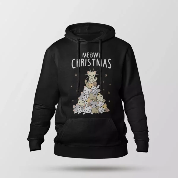 هودی گربه طرح کریسمسی Meowy Christmas