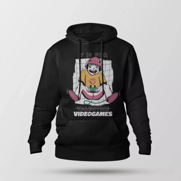 هودی گیمینگ طرح V Is For Valentine Videogames