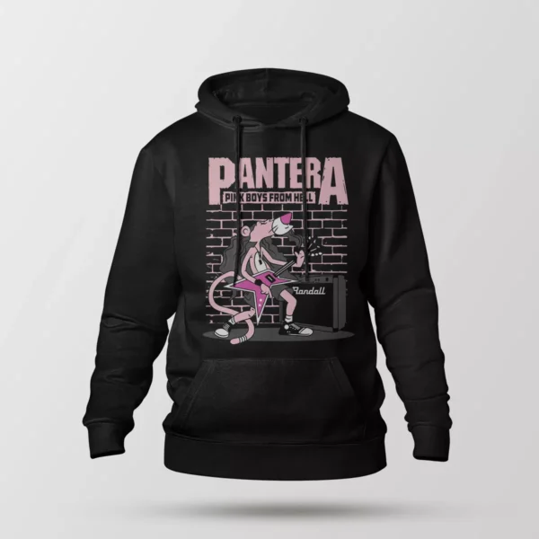 هودی پلنگ صورتی طرح گیتاریست راک (Pink Panther)