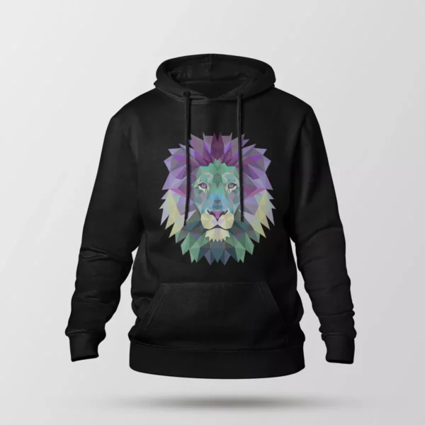 هودی شیر طرح هندسی رنگارنگ (Geometric Lion)