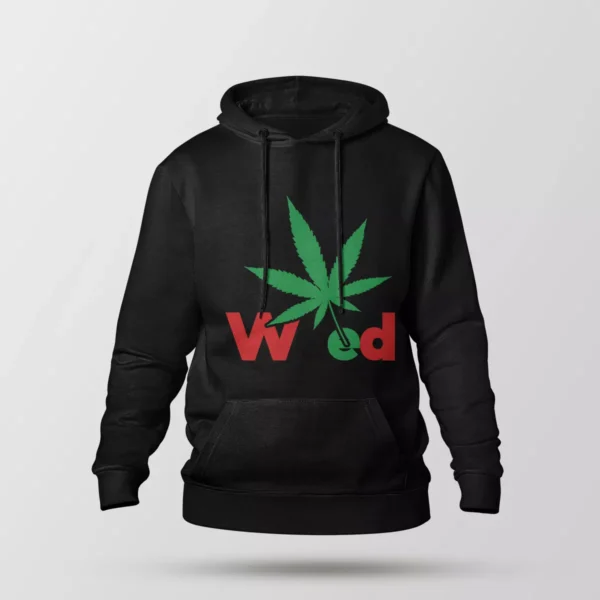 هودی تایپوگرافی Weed طرح برگ سبز